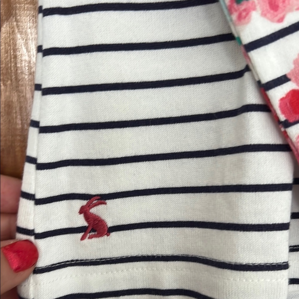 Striped Long Sleeve Top with Floral Accents - Picture 4 of 6